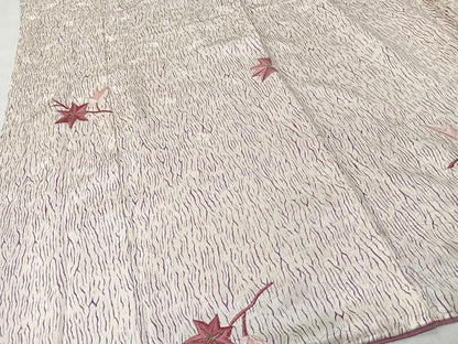 平和屋着物■上質な小紋　刺繍　枝葉文　金彩　正絹　逸品　CABM6582ua