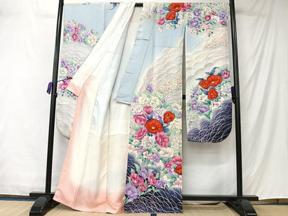 平和屋着物■豪華振袖　草花文　暈し染め　金彩　正絹　逸品　CABM6584ua
