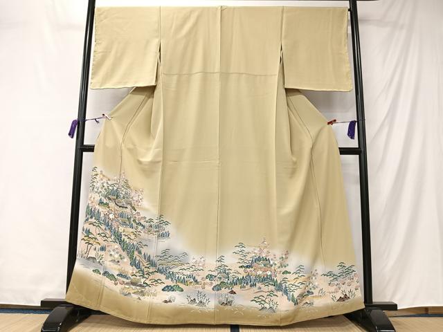 平和屋着物■色留訪問着　風景文　暈し染め　金彩　正絹　逸品　未使用　CABM6586ua
