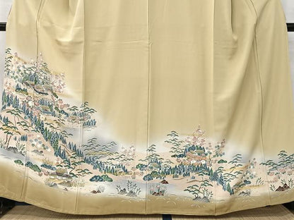 平和屋着物■色留訪問着　風景文　暈し染め　金彩　正絹　逸品　未使用　CABM6586ua