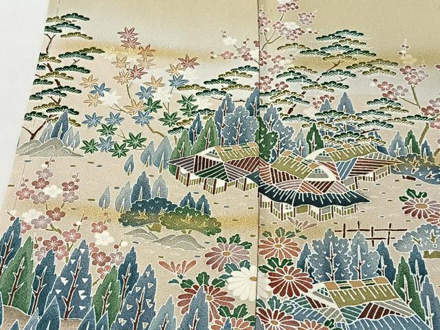 平和屋着物■色留訪問着　風景文　暈し染め　金彩　正絹　逸品　未使用　CABM6586ua