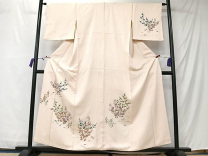 平和屋着物■訪問着　刺繍　草花文　大丸扱い　正絹　逸品　CABM6589ua