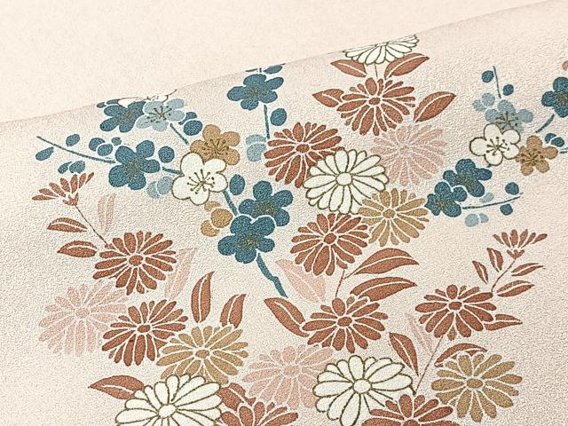 平和屋着物■訪問着　刺繍　草花文　大丸扱い　正絹　逸品　CABM6589ua