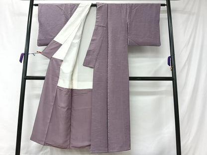 平和屋着物■上質な色無地　霞地紋　葡萄鼠色　正絹　逸品　CABM6597ua
