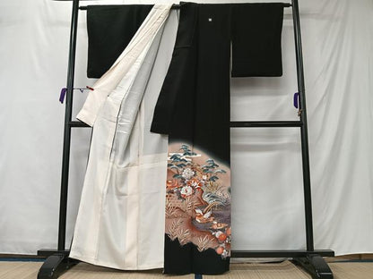 平和屋着物■豪華黒留袖　作家物　刺繍　風景鴛鴦花文　暈し染め　金彩　正絹　逸品　CABM6603ua