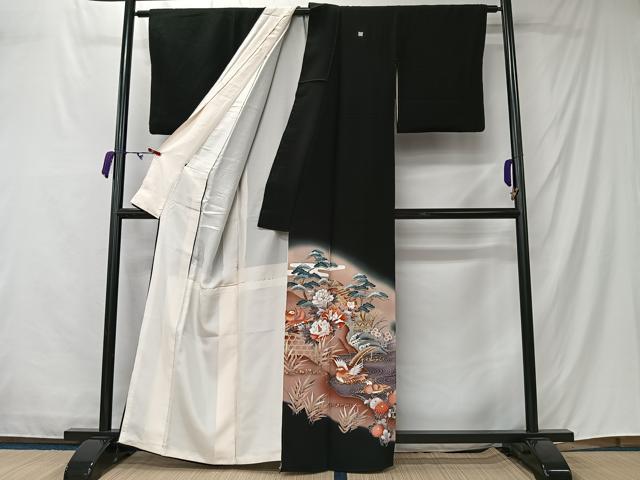 平和屋着物■豪華黒留袖　作家物　刺繍　風景鴛鴦花文　暈し染め　金彩　正絹　逸品　CABM6603ua