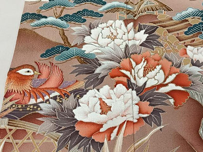 平和屋着物■豪華黒留袖　作家物　刺繍　風景鴛鴦花文　暈し染め　金彩　正絹　逸品　CABM6603ua