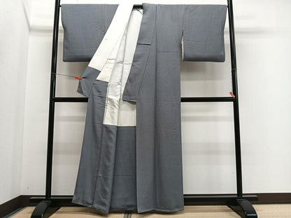平和屋着物■上質な色無地　鼠色　正絹　逸品　CABM6614ua