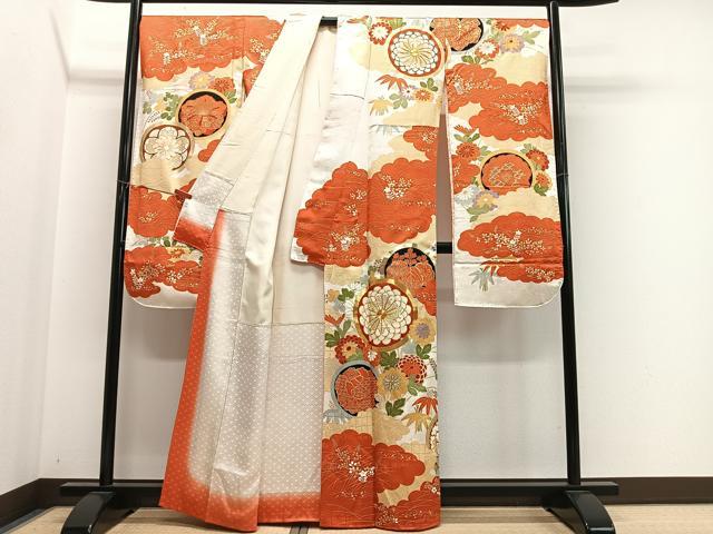 平和屋着物■豪華振袖　駒刺繍　雲取り花丸文　金彩　正絹　逸品　CABM6615ua