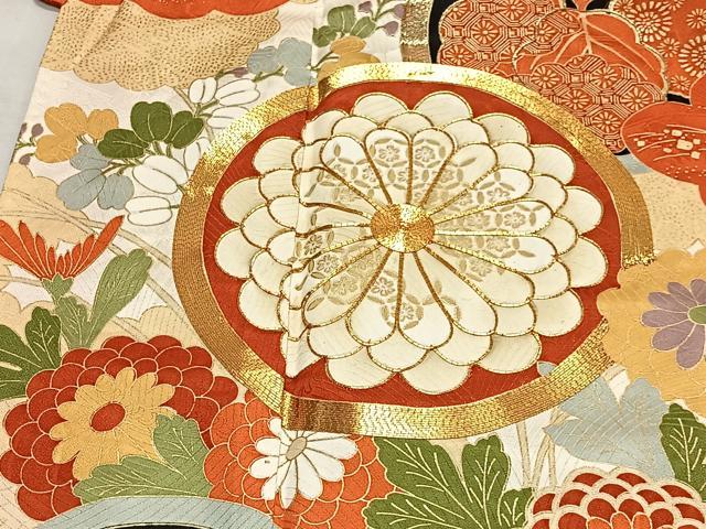 平和屋着物■豪華振袖　駒刺繍　雲取り花丸文　金彩　正絹　逸品　CABM6615ua