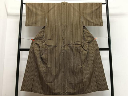 平和屋着物■上質な紬　縞　正絹　逸品　CABM6631ua