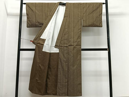 平和屋着物■上質な紬　縞　正絹　逸品　CABM6631ua