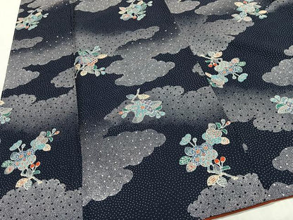 平和屋着物■上質な小紋　雲取り草花文　銀彩　正絹　逸品　未使用　CABM6632ua