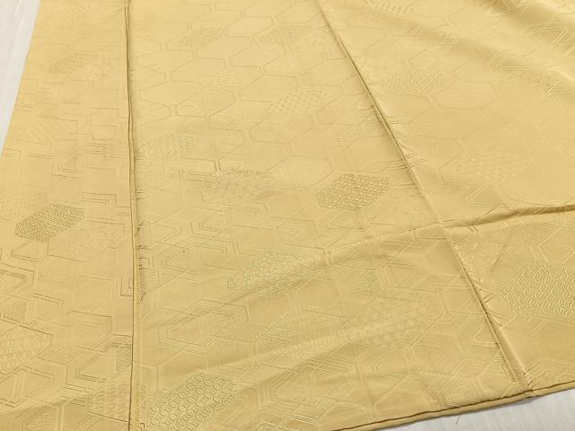 平和屋着物■上質な色無地　亀甲地紋　卵色　正絹　逸品　CABM6637ua