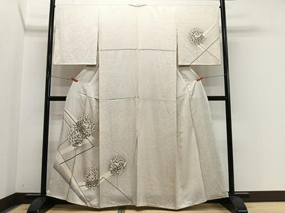 平和屋着物■訪問着　刺繍　飛鶴草木文　たたき染め　正絹　逸品　CABM6639ua