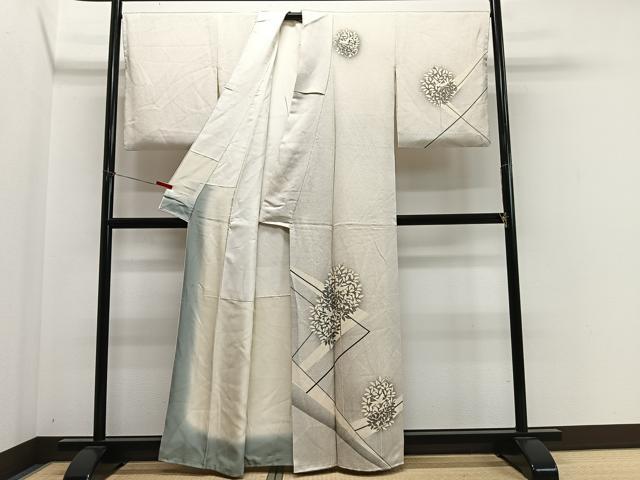 平和屋着物■訪問着　刺繍　飛鶴草木文　たたき染め　正絹　逸品　CABM6639ua