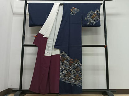 平和屋着物■訪問着　刺繍　絞り　草木文　金彩　正絹　逸品　CABM6642ua