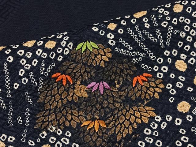 平和屋着物■訪問着　刺繍　絞り　草木文　金彩　正絹　逸品　CABM6642ua