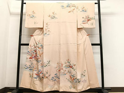 平和屋着物■訪問着　飛鶴風景文　正絹　逸品　CABM6644ua