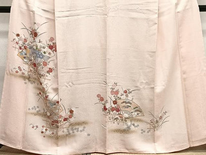平和屋着物■訪問着　扇面草花文　暈し染め　金彩　正絹　逸品　未使用　CABM6649ua