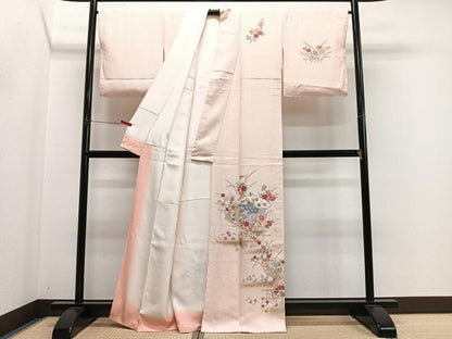 平和屋着物■訪問着　扇面草花文　暈し染め　金彩　正絹　逸品　未使用　CABM6649ua