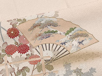 平和屋着物■訪問着　扇面草花文　暈し染め　金彩　正絹　逸品　未使用　CABM6649ua