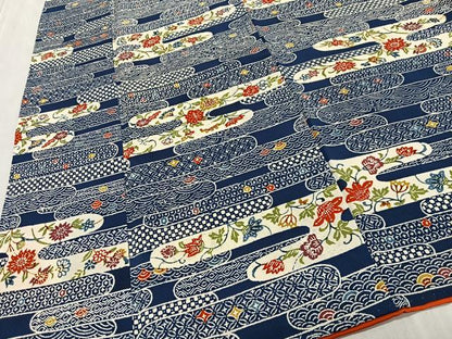 平和屋着物■上質な小紋　型染め　エ霞草花文　正絹　逸品　CABM6661ua