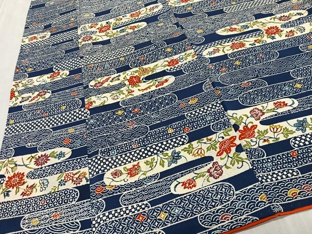 平和屋着物■上質な小紋　型染め　エ霞草花文　正絹　逸品　CABM6661ua