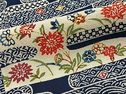平和屋着物■上質な小紋　型染め　エ霞草花文　正絹　逸品　CABM6661ua