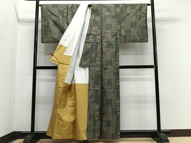 平和屋着物■本場大島紬　7マルキ　幾何学文　正絹　逸品　CABM6665ua