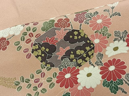 平和屋着物■訪問着　文箱花鳥文　暈し染め　金彩　正絹　逸品　CABM6666ua