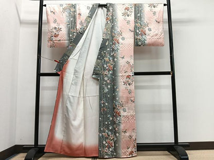 平和屋着物■上質な小紋　花蝶文　金銀彩　正絹　逸品　CABM6668ua