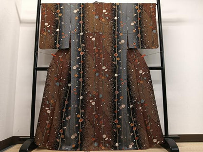 平和屋着物■上質な小紋　花間道　金彩　正絹　逸品　CABM6669ua