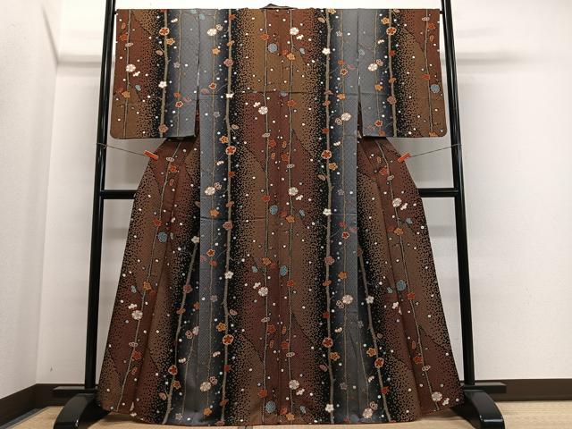 平和屋着物■上質な小紋　花間道　金彩　正絹　逸品　CABM6669ua