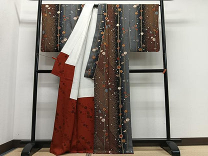 平和屋着物■上質な小紋　花間道　金彩　正絹　逸品　CABM6669ua