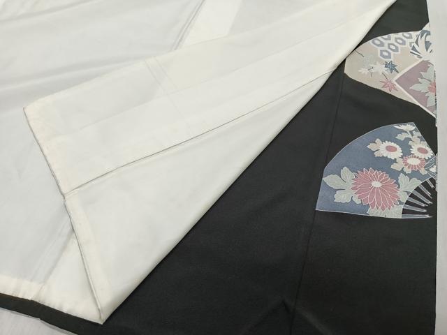 平和屋着物■豪華黒留袖　駒刺繍　扇面花鳥文　正絹　逸品　CABM6674ua