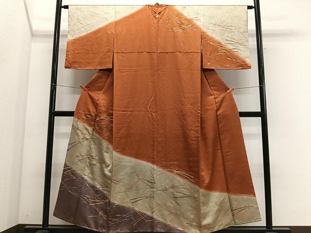 平和屋着物■訪問着　駒刺繍　溢れ松葉　暈し染め　金彩　正絹　逸品　CABM6677ua