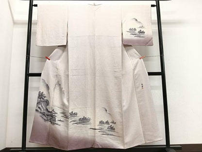 平和屋着物■訪問着　作家物　手描き　風景文　暈し染め　正絹　逸品　CABM6684ua