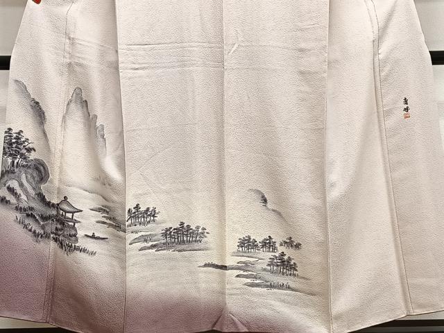 平和屋着物■訪問着　作家物　手描き　風景文　暈し染め　正絹　逸品　CABM6684ua