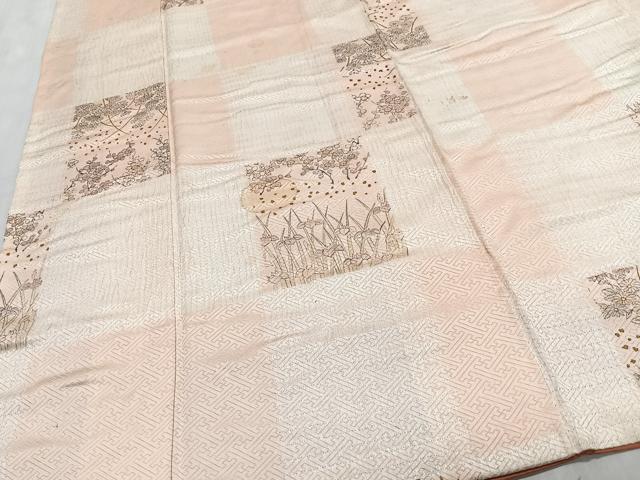 平和屋着物■上質な小紋　絞り　市松草花文　金彩　正絹　逸品　CABM6686ua