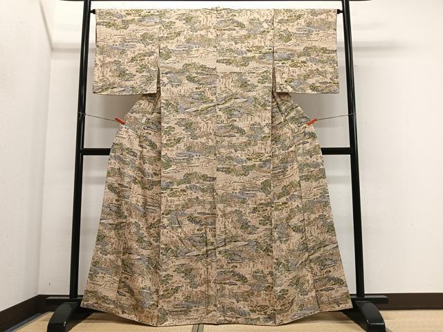 平和屋着物■上質な小紋　人物風景文　金彩　正絹　逸品　CABM6688ua