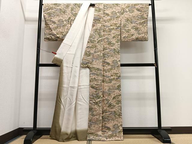 平和屋着物■上質な小紋　人物風景文　金彩　正絹　逸品　CABM6688ua