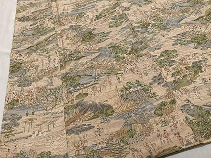 平和屋着物■上質な小紋　人物風景文　金彩　正絹　逸品　CABM6688ua