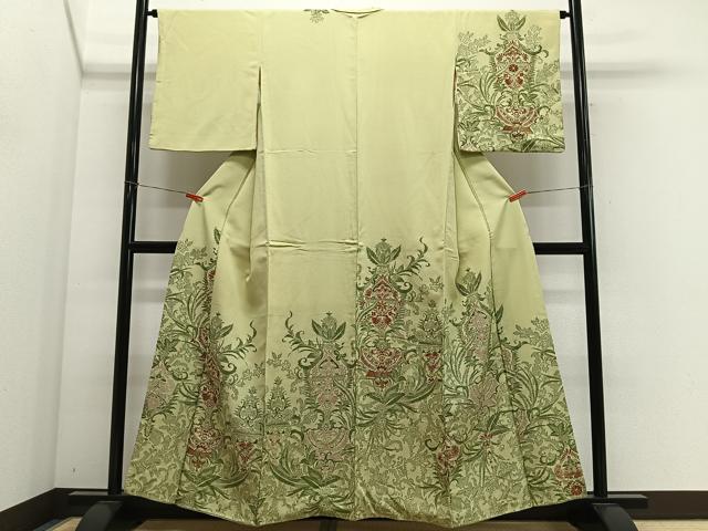 平和屋着物■訪問着　寿光織　更紗草花文　金銀糸　正絹　逸品　CABM6690ua