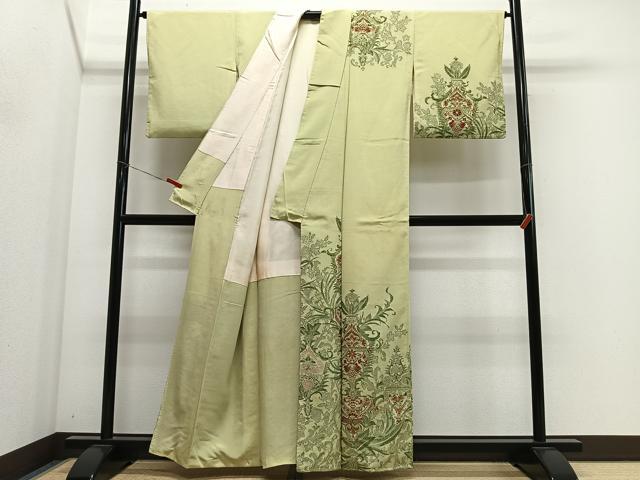 平和屋着物■訪問着　寿光織　更紗草花文　金銀糸　正絹　逸品　CABM6690ua