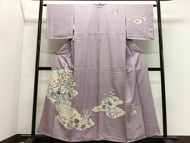 平和屋着物■訪問着　雲取り孔雀花文　正絹　逸品　CABM6691ua
