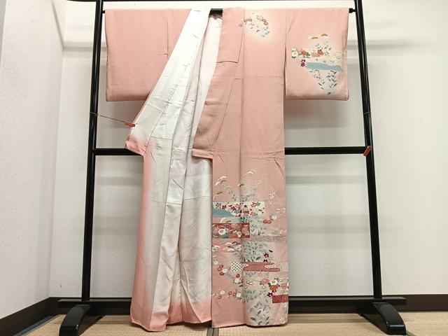 平和屋着物■訪問着　草花文　暈し染め　金銀彩　正絹　逸品　CABM6697ua