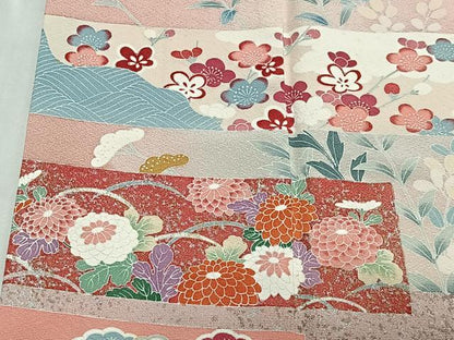 平和屋着物■訪問着　草花文　暈し染め　金銀彩　正絹　逸品　CABM6697ua