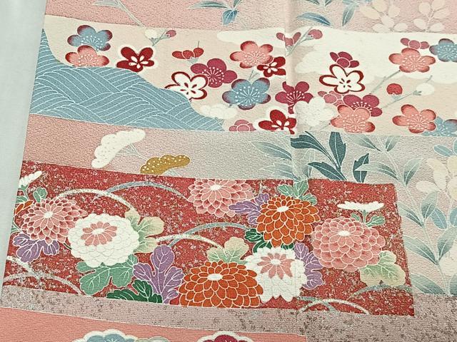 平和屋着物■訪問着　草花文　暈し染め　金銀彩　正絹　逸品　CABM6697ua