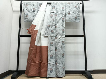 平和屋着物■本場村山大島紬　草花文　清水織物謹製　証紙付き　正絹　逸品　CABM6702ua